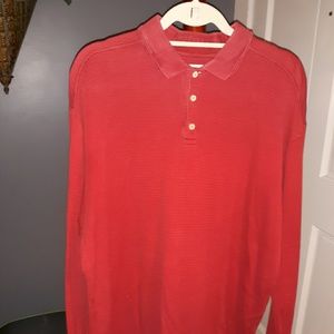 Rust polo pullover long sleeve shirt.